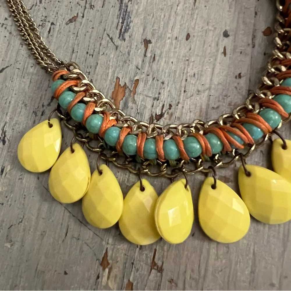 Colorful Multi‎ Layered Chunky Beaded Chain Choker Good Condition